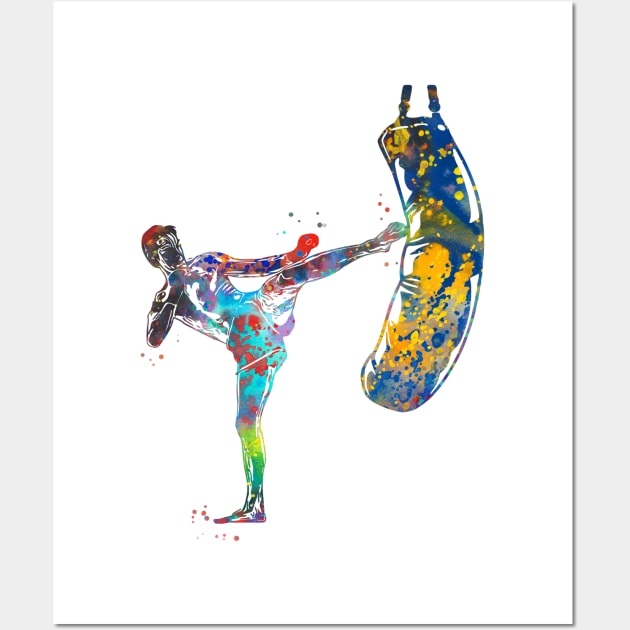 Kickbox Male Martial Artist Wall Art by RosaliArt